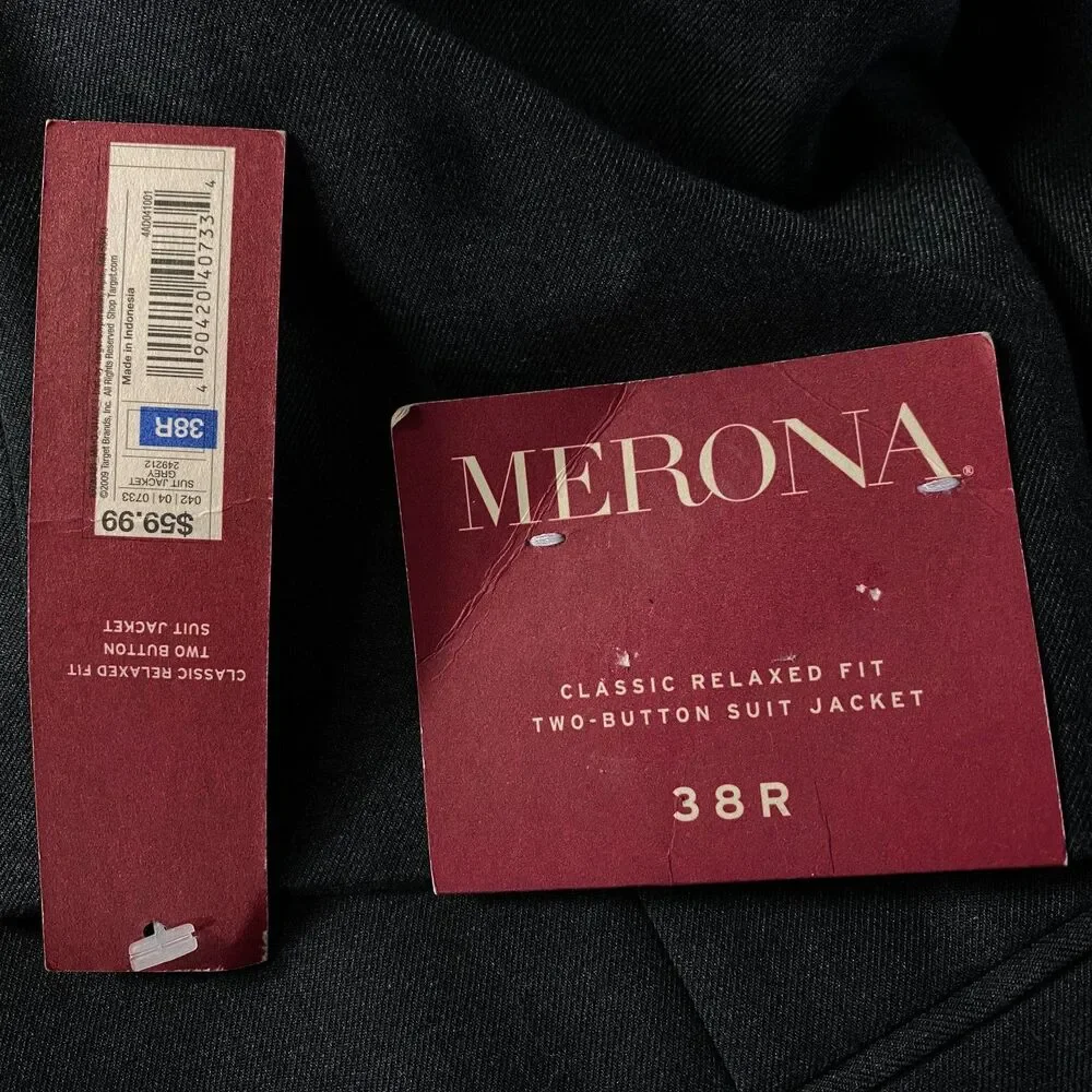 New Merona Classic Relaxed Fit Two Button Suit Jacket Men's Size 38R